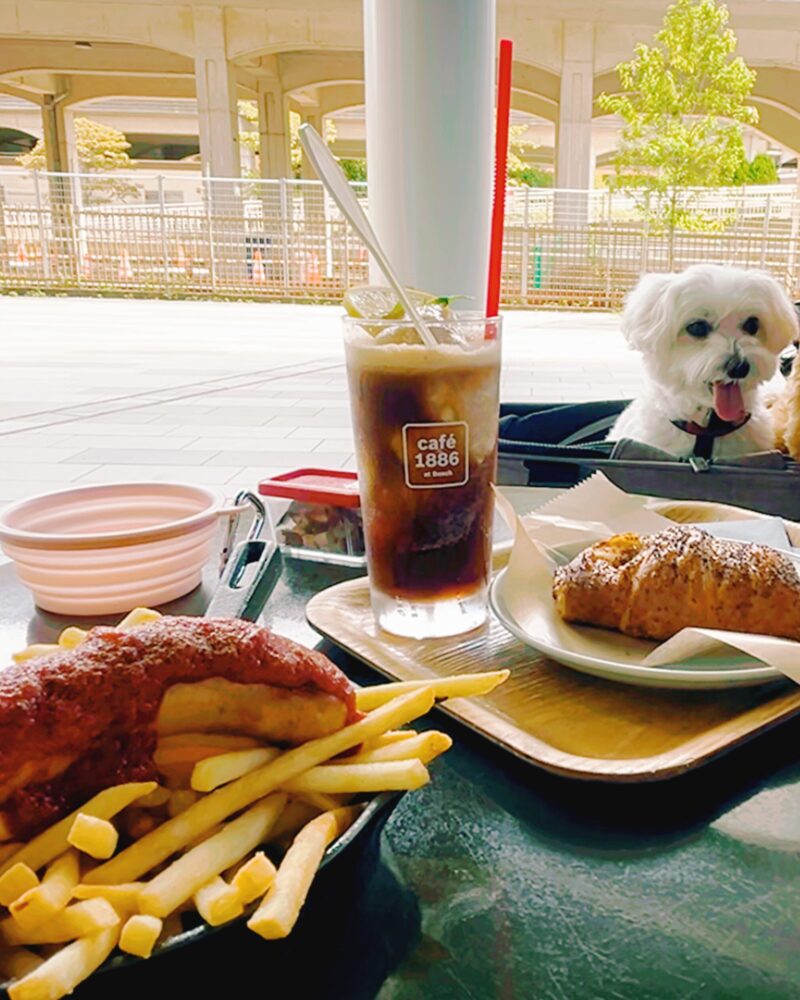 横浜センター北のcafe1886 at Boschで味わえるカリーヴルストとクロワッサンあんこの朝食セット