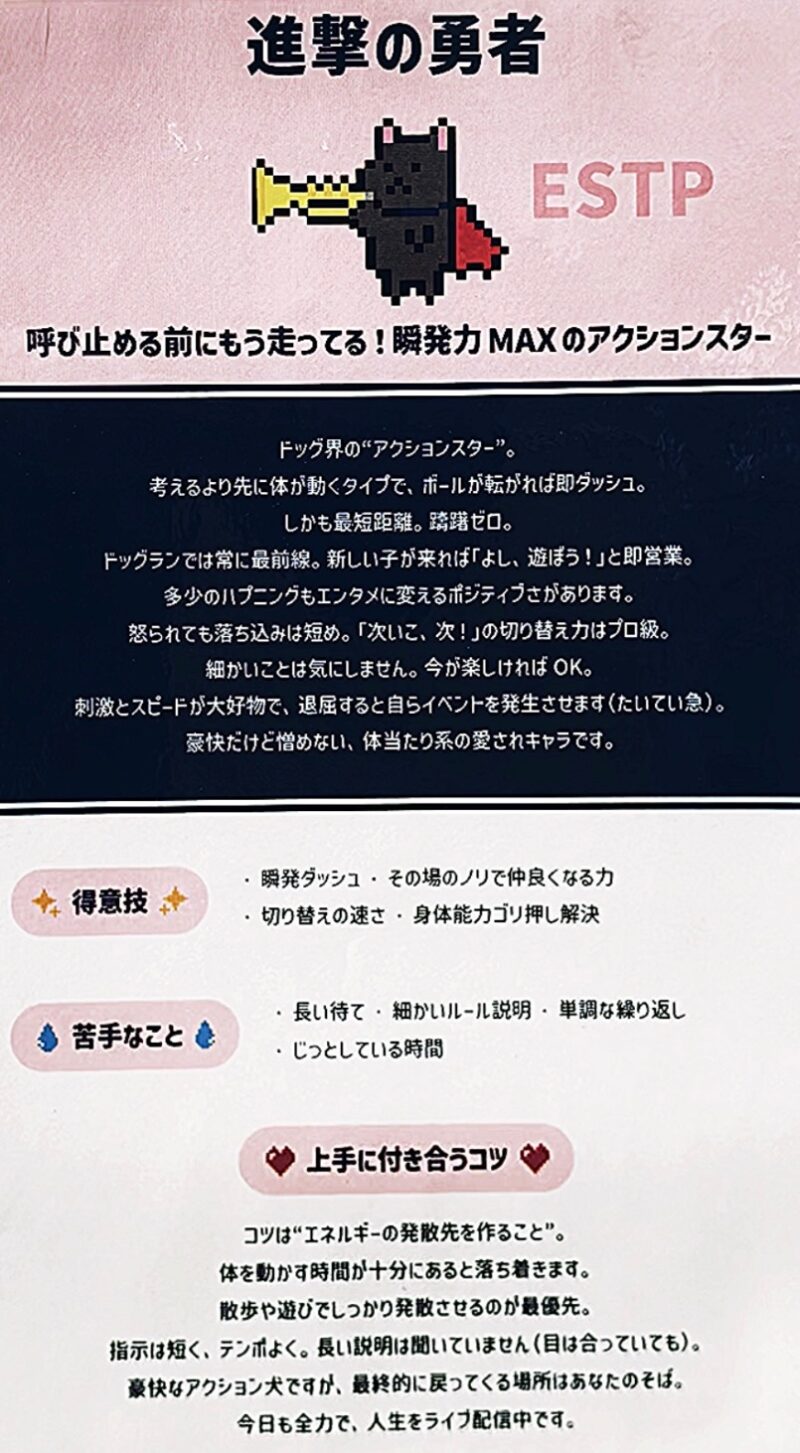 うちの子クエスト進撃の勇者ESTPの診断パネル