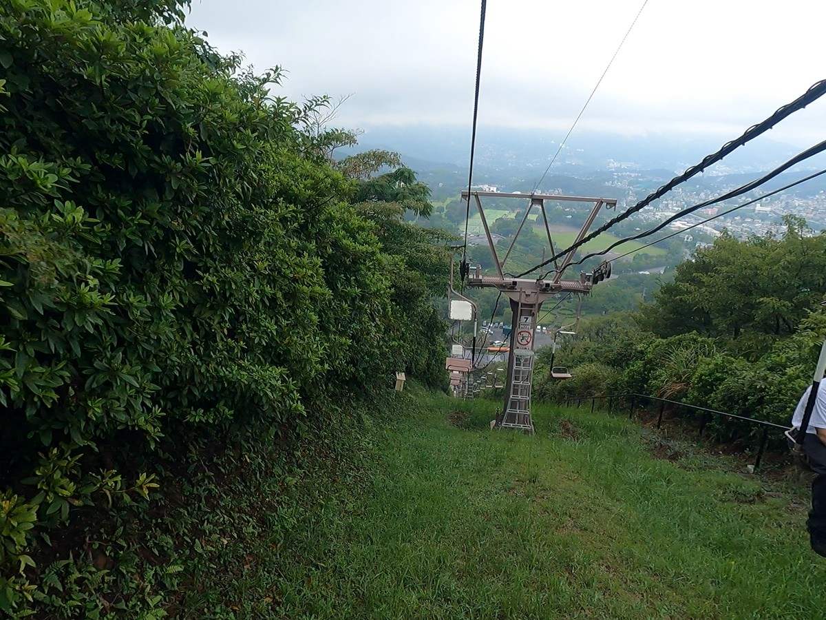 リフトから見下ろした斜面と索道